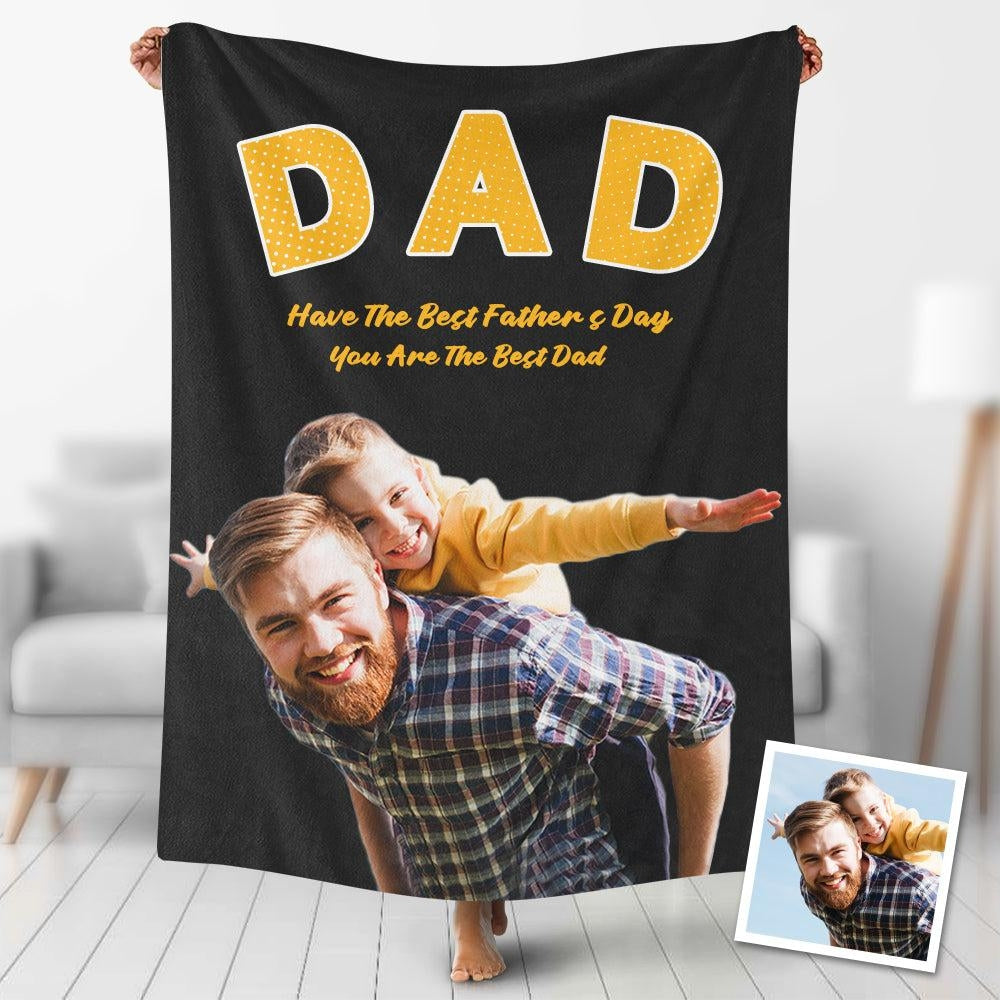 Custom Photo Blanket, Portrait Photo Blanket, Gifts for Dad