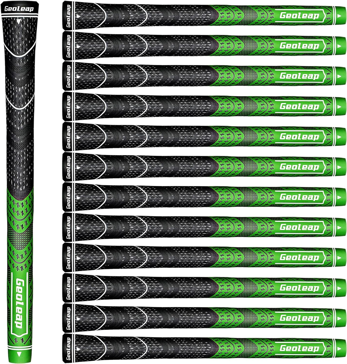 Geoleap Golf Grips Set of 13- Cord Rubber Compound Material, Hybrid Golf Club Grips, All Weather Performance.
