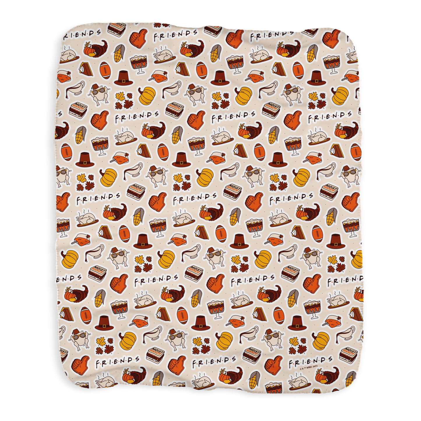 Friends Thanksgiving Pattern Sherpa Blanket