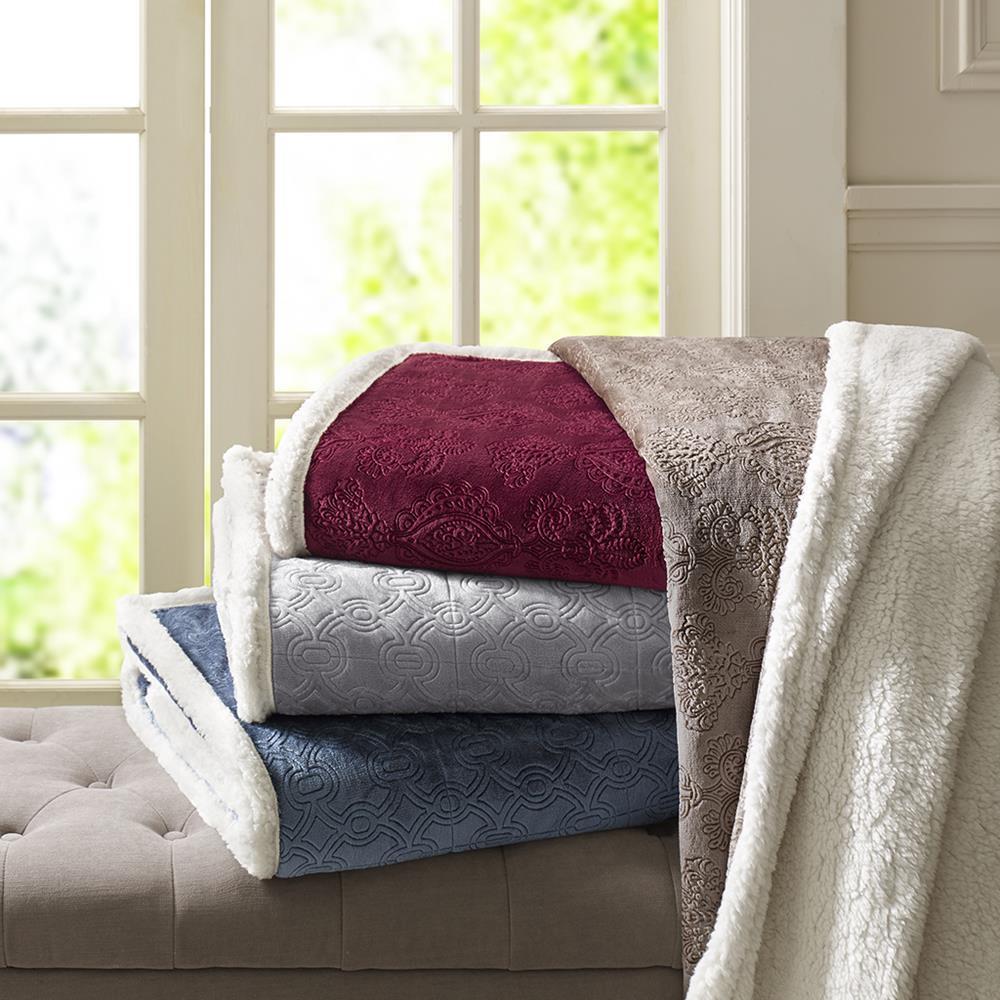 Madison Park Elma Oversized Textured Plush Throw 60x70"