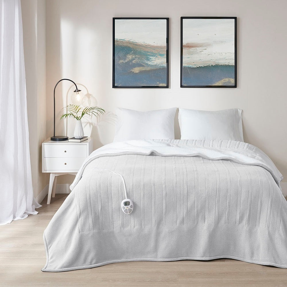 Olliix Fleece to Sherpa Heated Blanket - Twin