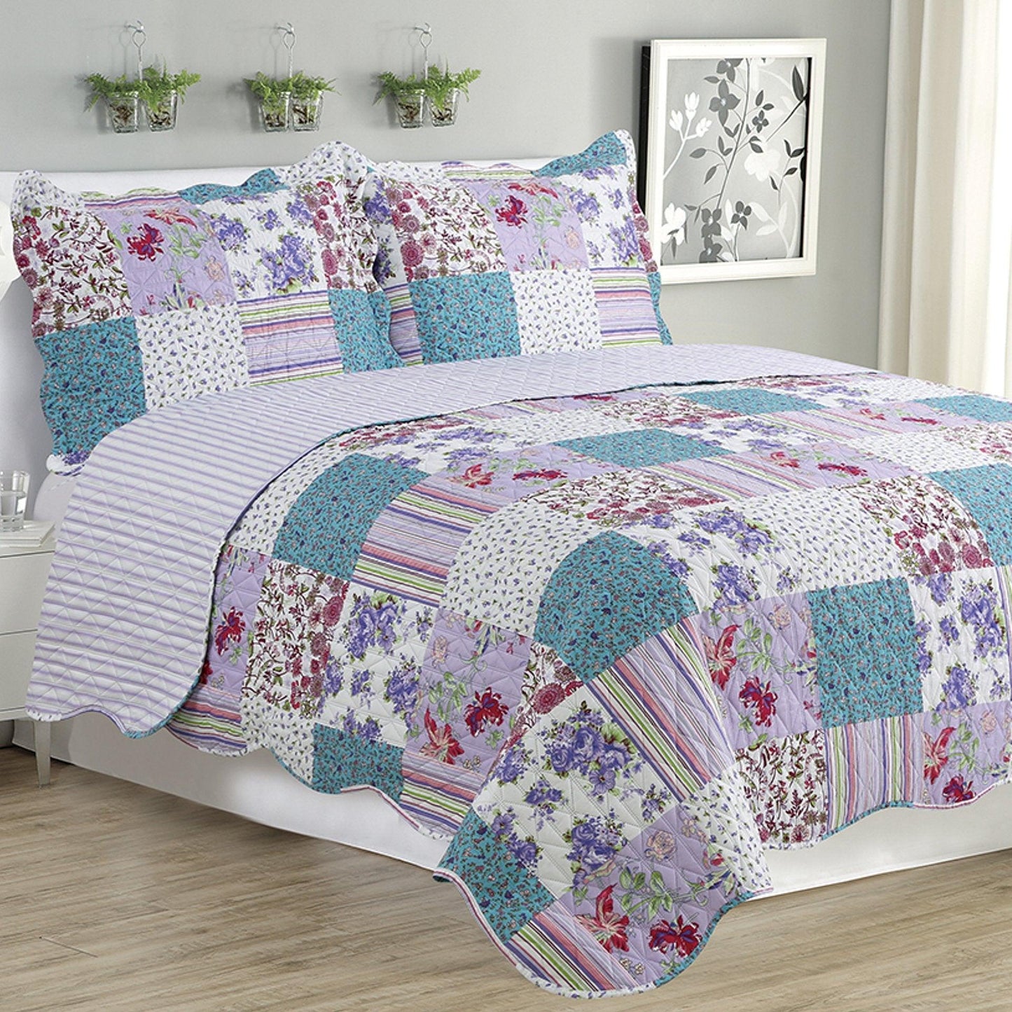 Kim - 3 Piece Quilt Set - Purple