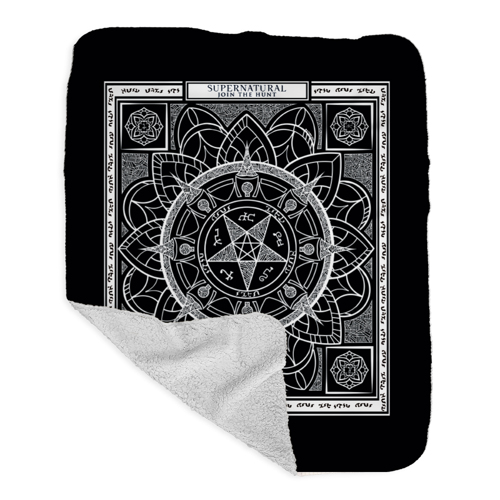 Supernatural Devil's Trap Symbols Grey Sherpa Blanket