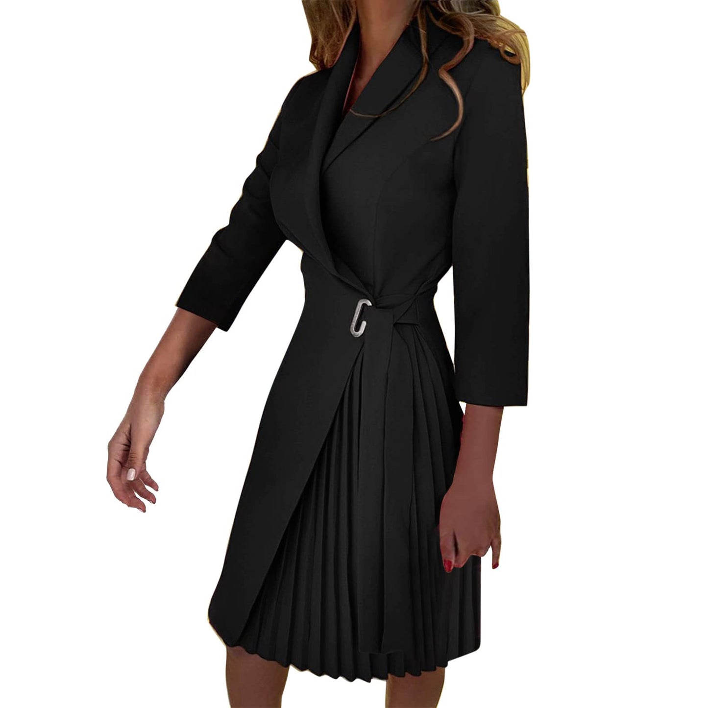 Aniywn Ladies Bodycon Blazer Dress Women Slim Fit Pinstripe Patchwork Bodycon Dress Suit Sets