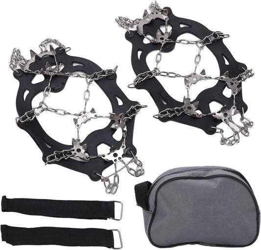 19 Teeth Snow and Ice Cleats - Durable Traction Spikes for Shoes - Perfect for Hiking, Walking, and Mountaineering in Snow and Ice Conditions