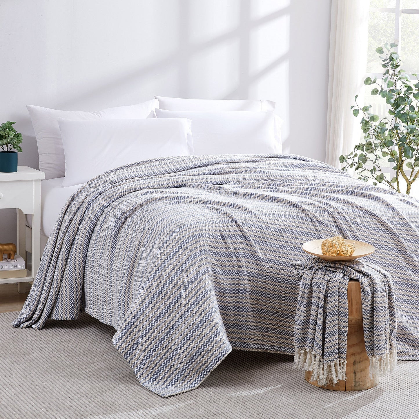Cotton Herringbone Blankets and Throws