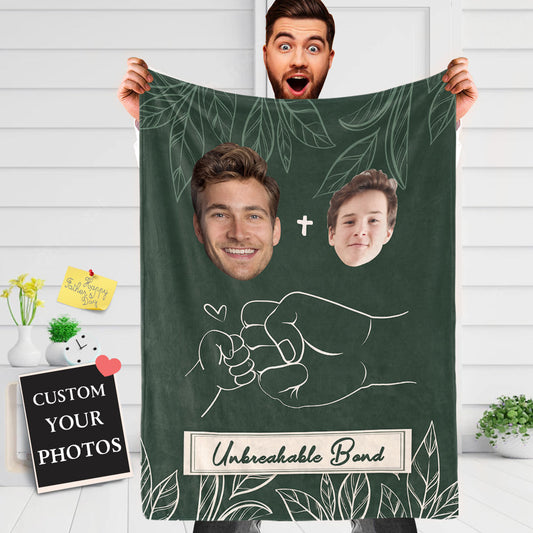 Custom Face Blanket Father's Day Blanket Unbreakable Bond Between Father and Son