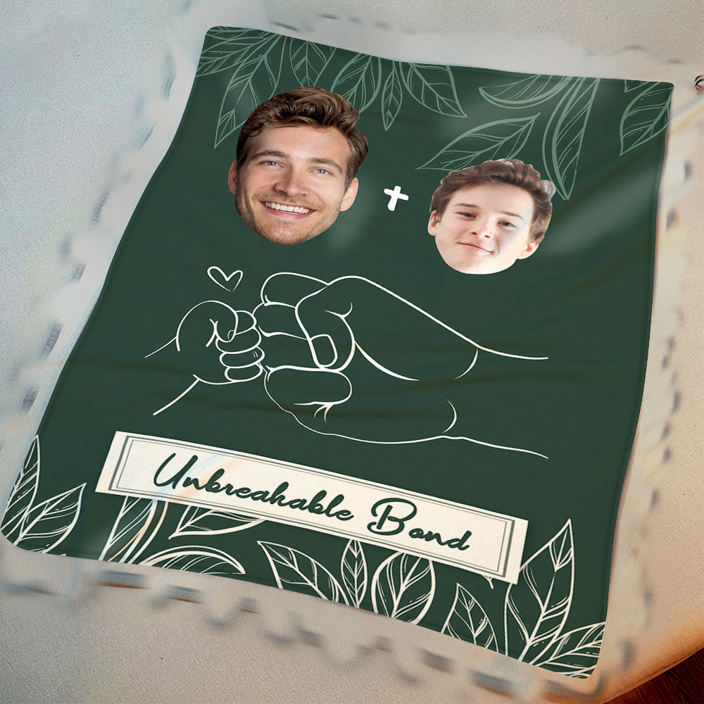 Custom Face Blanket Father's Day Blanket Unbreakable Bond Between Father and Son