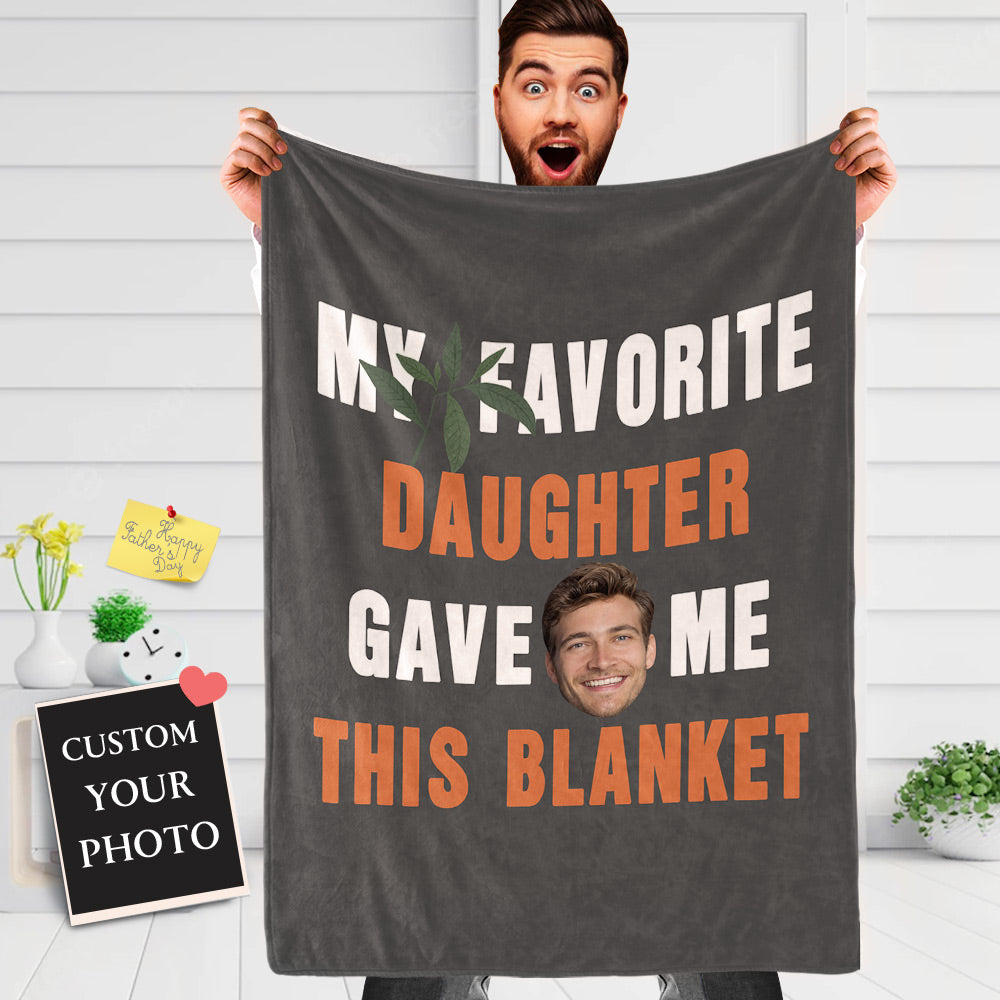 Fathers Day Blanket Custom Face Blanket Personalized Gift for Dad