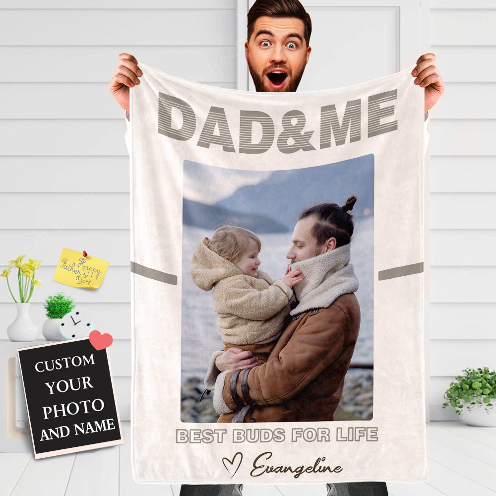 Father's Day Blanket Custom Photo Blanket for Dad Best Buds for Life