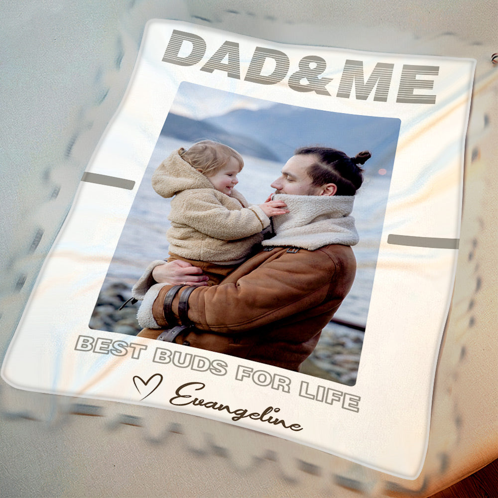Father's Day Blanket Custom Photo Blanket for Dad Best Buds for Life