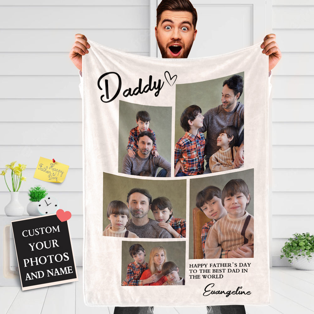 Father's Day Blanket Custom Photo Blanket Gift for Best Dad