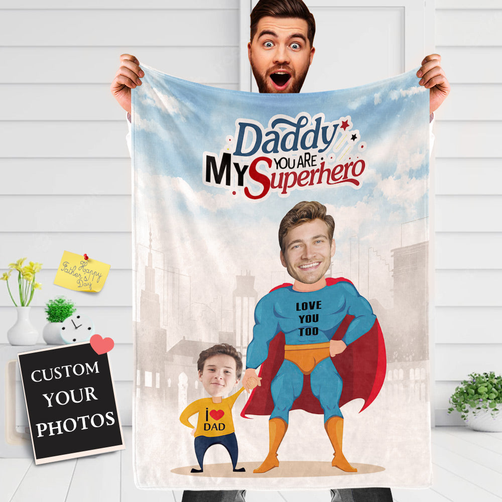 Fathers Day Gift Custom Photo Blanket Personalized Blanket for Dad