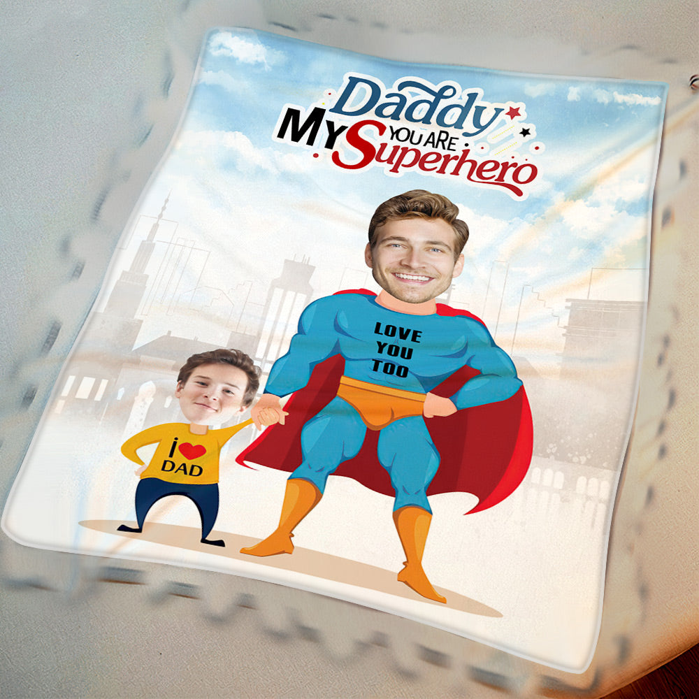 Fathers Day Gift Custom Photo Blanket Personalized Blanket for Dad