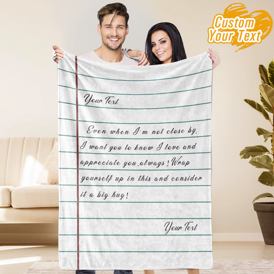 Custom Text Blanket Personalized Love Letter Blanket Couple Gifts Valentines Gifts