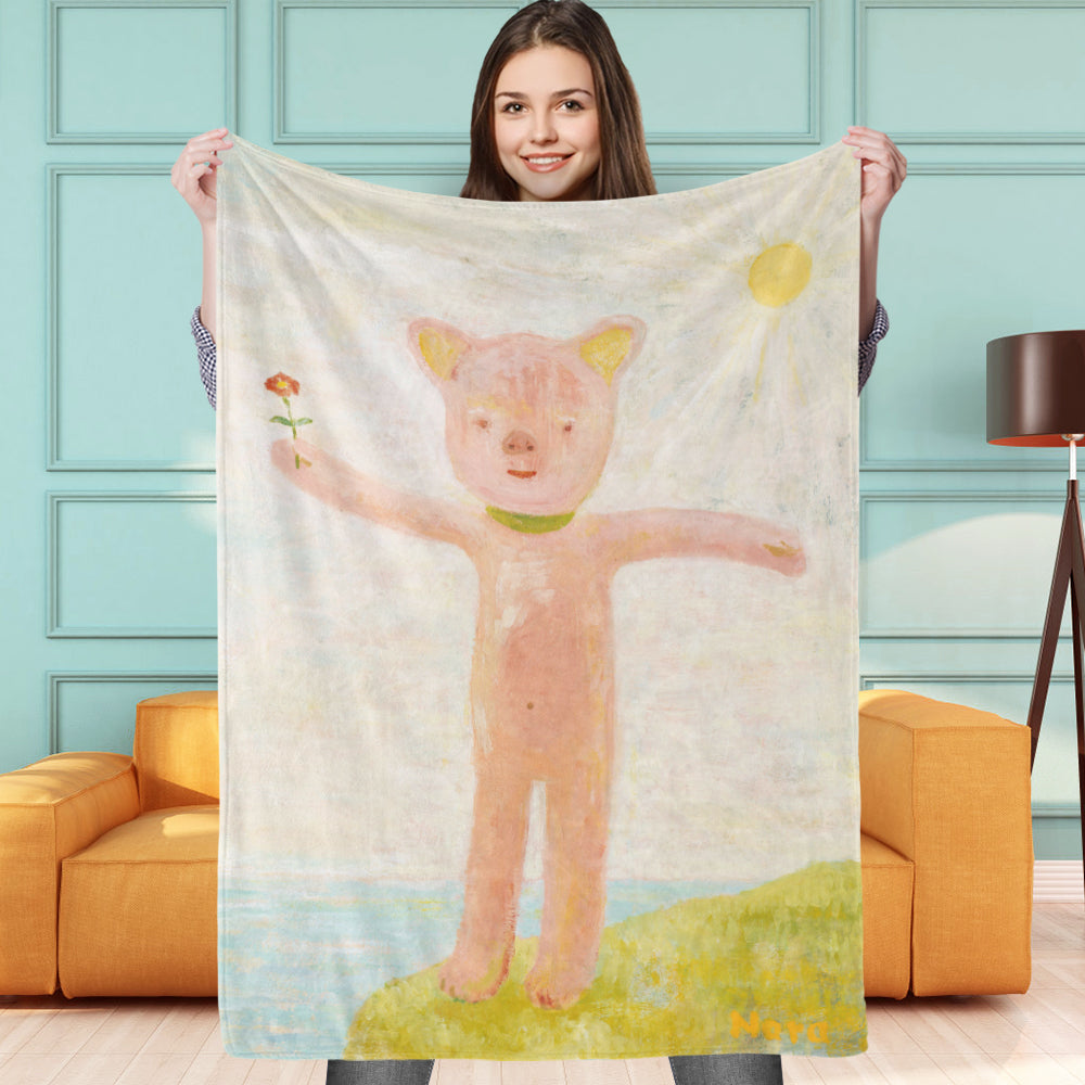 Personalized Yoshitomo Nara Blanket Pig in the Sun