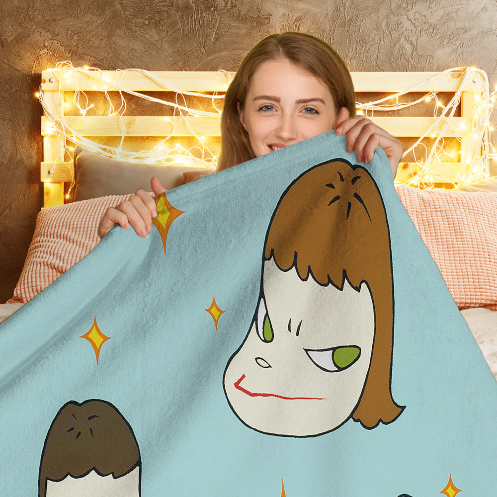 Personalized Yoshitomo Nara Blanket Three Girls and a Dog Decor Blanket