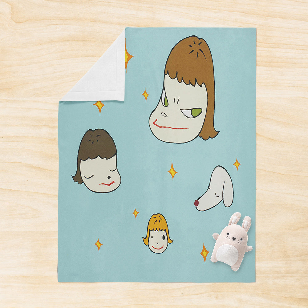 Personalized Yoshitomo Nara Blanket Three Girls and a Dog Decor Blanket