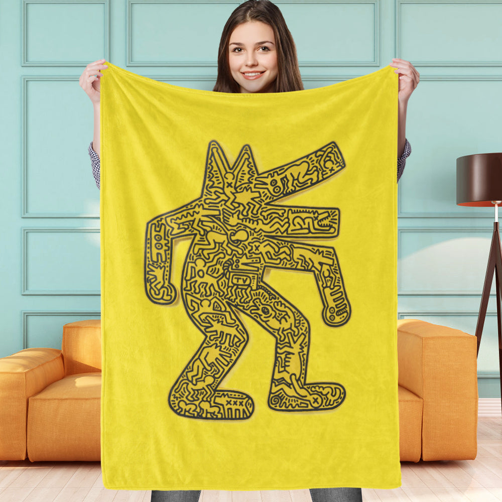 Personalized Keith Haring Blanket Psychedelic Dog