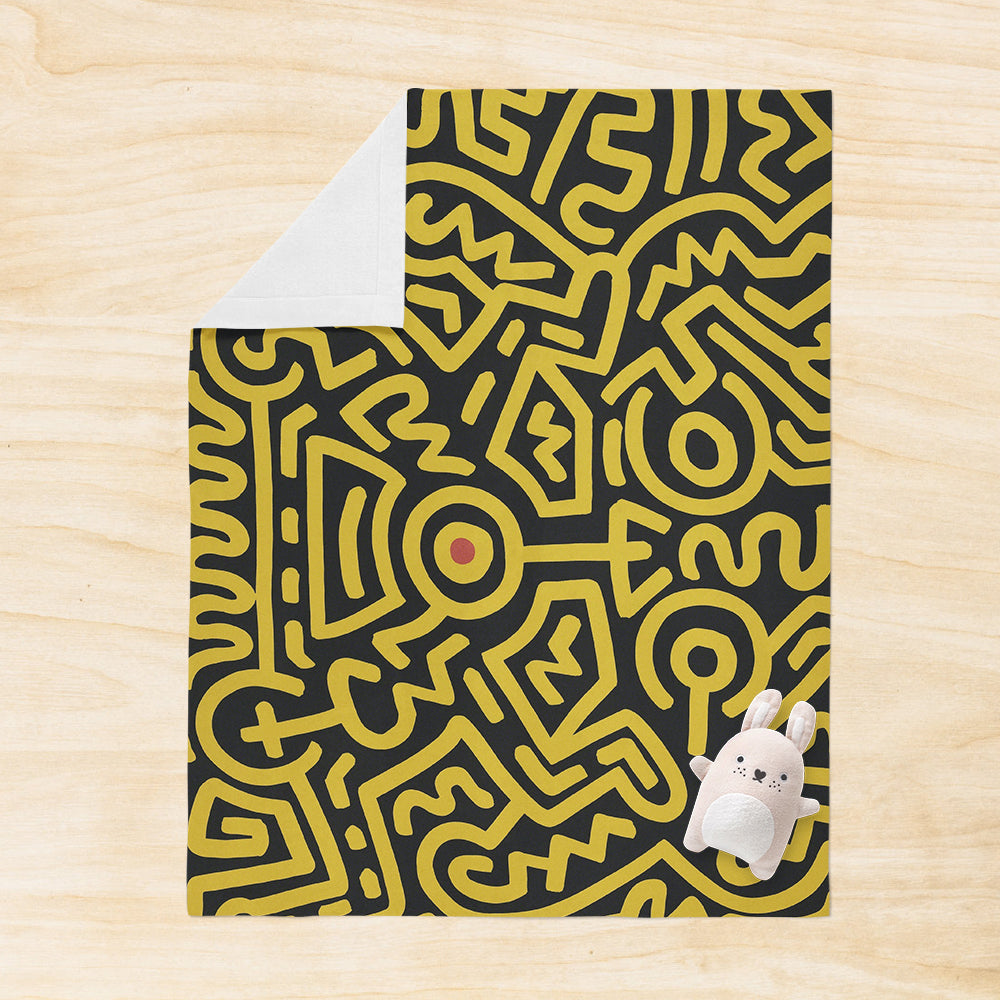 Personalized Keith Haring Blanket Psychedelic Yellow Blanket
