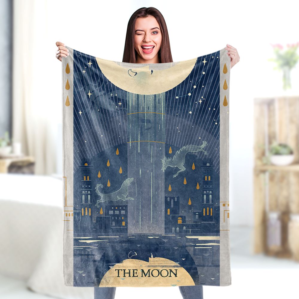 Tarot Blanket The Moon Divination Blanket Mysterious Home Decor