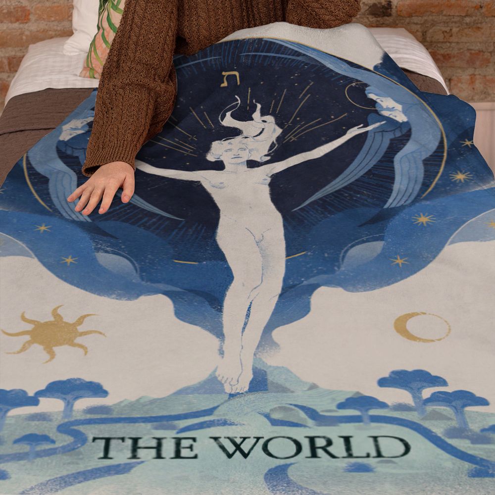 Tarot Blanket The World Divination Blanket Mysterious Home Decor