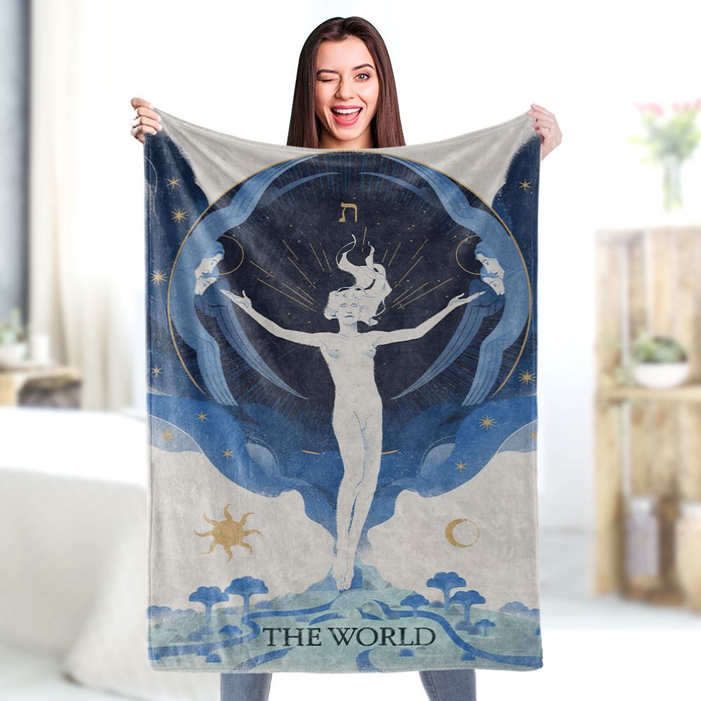 Tarot Blanket The World Divination Blanket Mysterious Home Decor