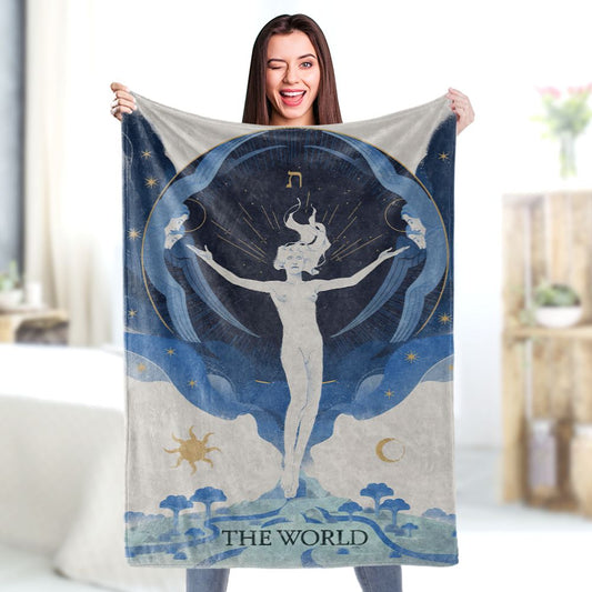 Tarot Blanket The World Divination Blanket Mysterious Home Decor
