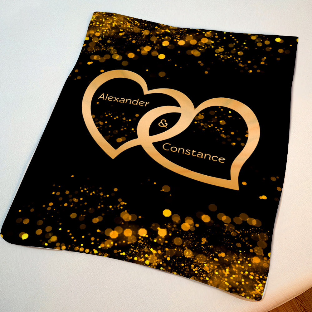 Custom Name Blanket Personalized Lover Blanket Couple Gifts Golden Blanket
