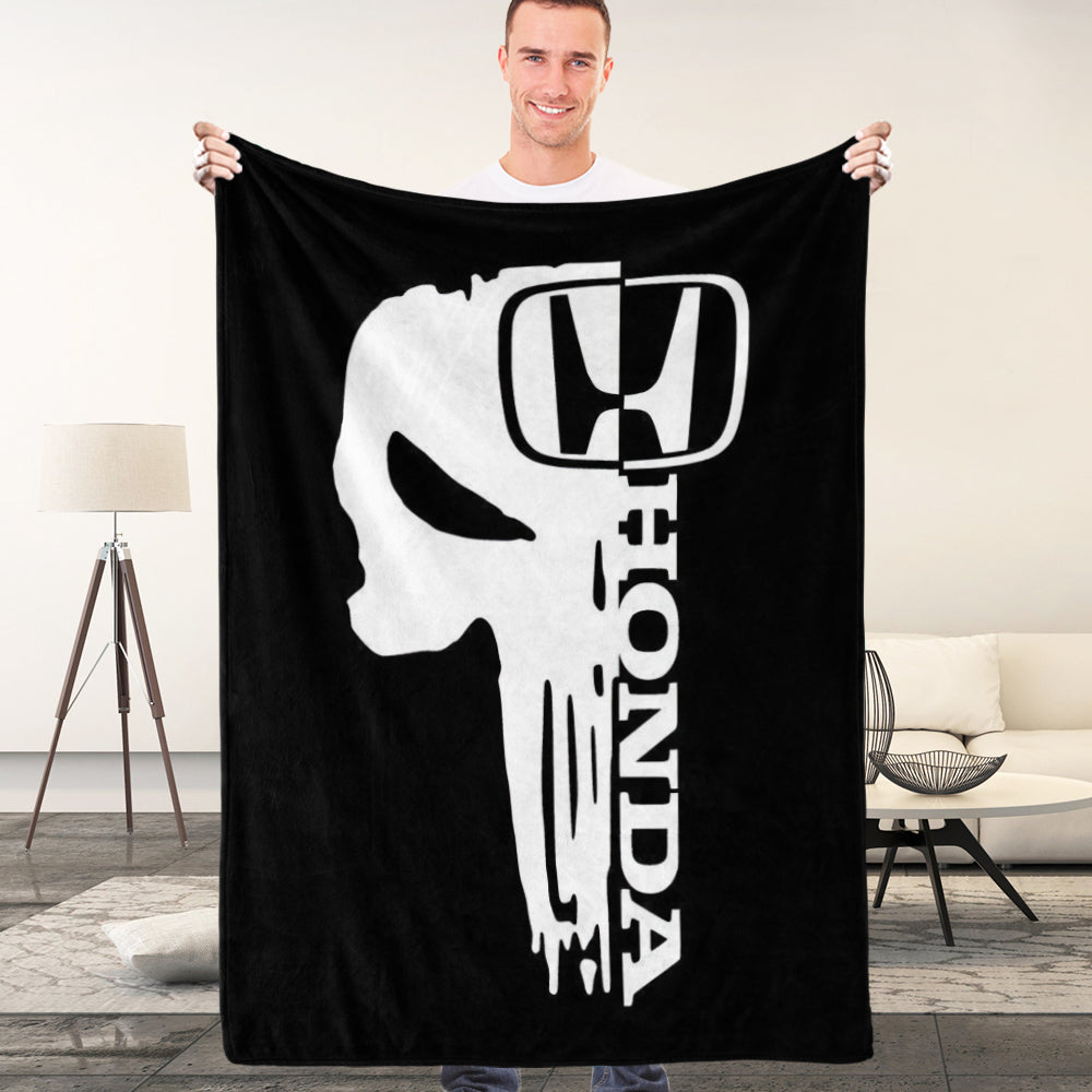 Honda Blanket Cool Car Logo Blanket with Skeleton Decor Bedding Bedroom