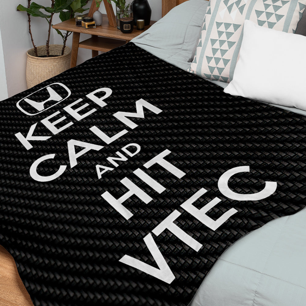 Honda Blanket Car Logo Blanket Bedroom Decor Keep Calm and Hit VTEC