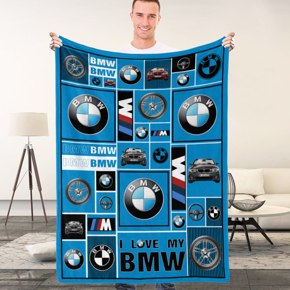 BMW Car Logo Blanket Bedroom Decor Blanket Gift for Husband