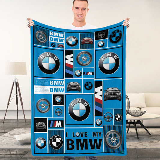 BMW Car Logo Blanket Bedroom Decor Blanket Gift for Husband