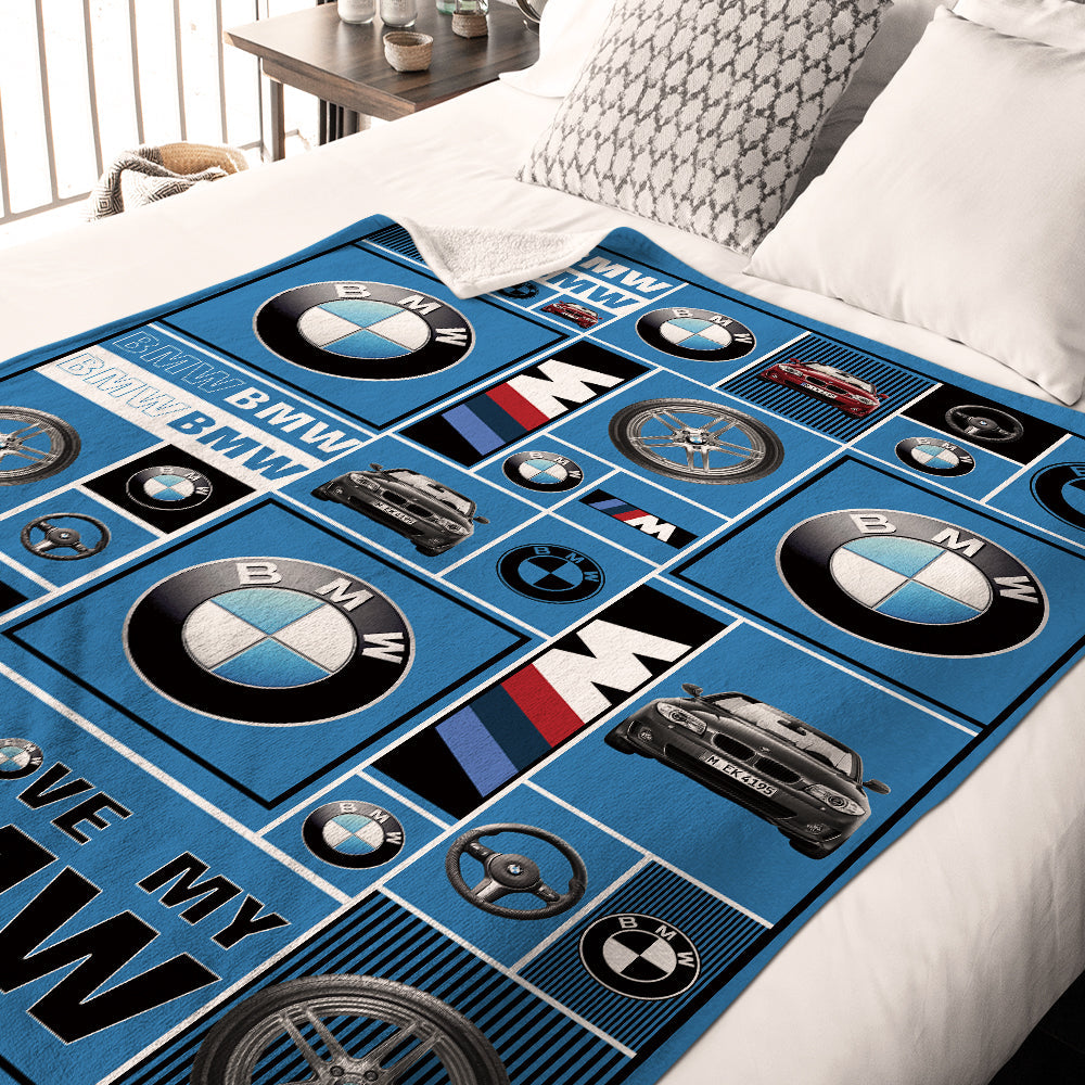 BMW Car Logo Blanket Bedroom Decor Blanket Gift for Husband