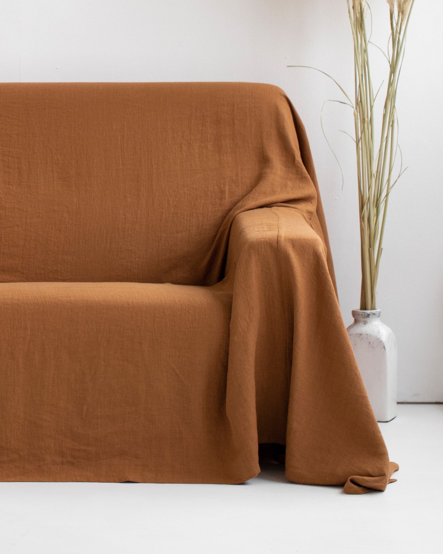 Linen couch cover in Cinnamon