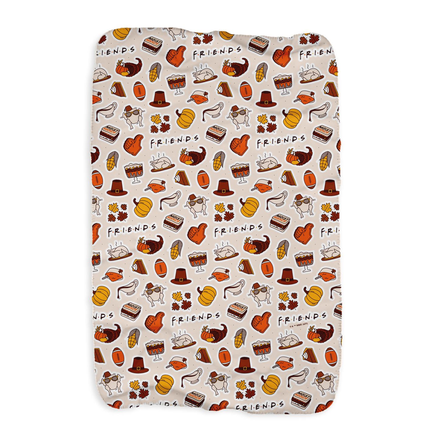 Friends Thanksgiving Pattern Sherpa Blanket