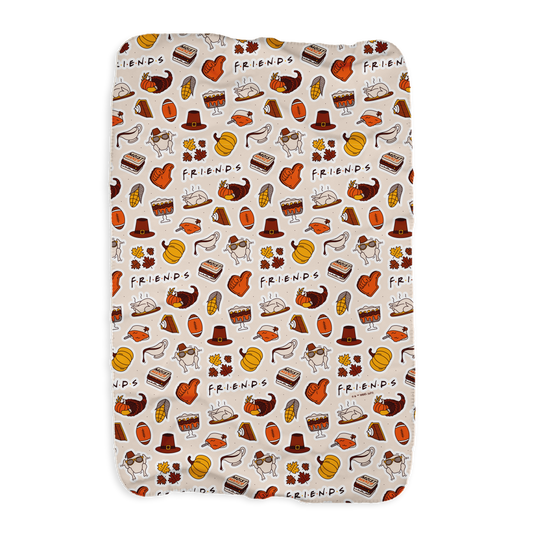 Friends Thanksgiving Pattern Sherpa Blanket