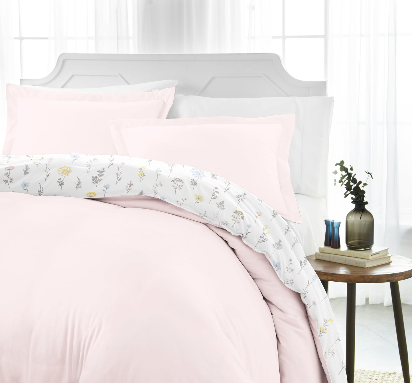 Wildflower Pattern 3-Piece Reversible Duvet Cover Set