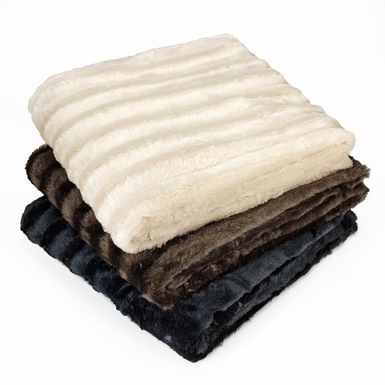 Madison Park Duke Long Fur Knitted Throw In Black