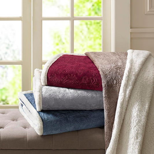 Madison Park Elma Oversized Textured Plush Throw 60x70"