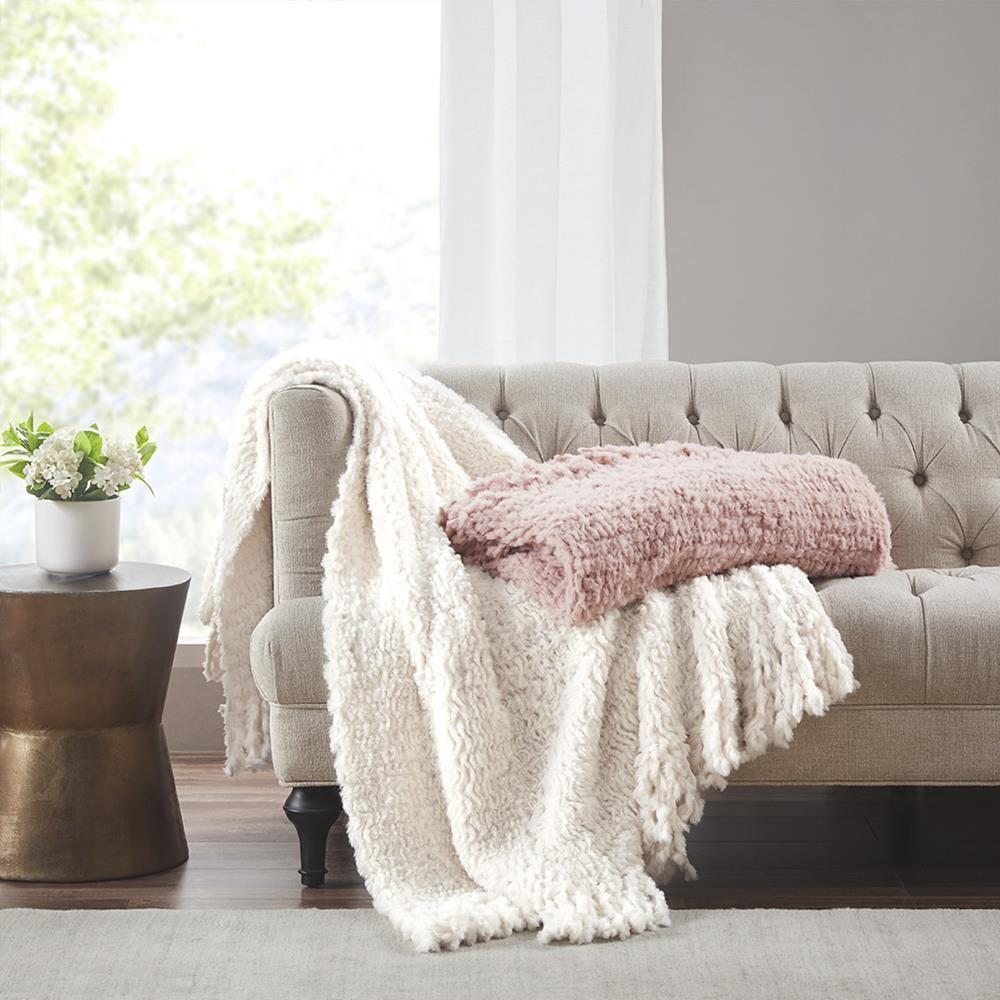 Madison Park Lilly Faux Fur Throw with Fringe 50x60+4"x2
