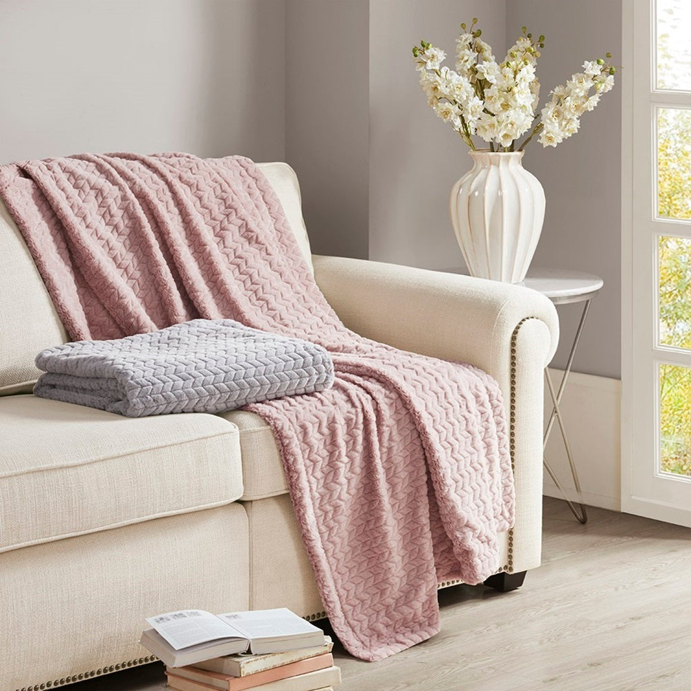 Madison Park Olivia Carved Serengeti Fur Throw - 50x60"