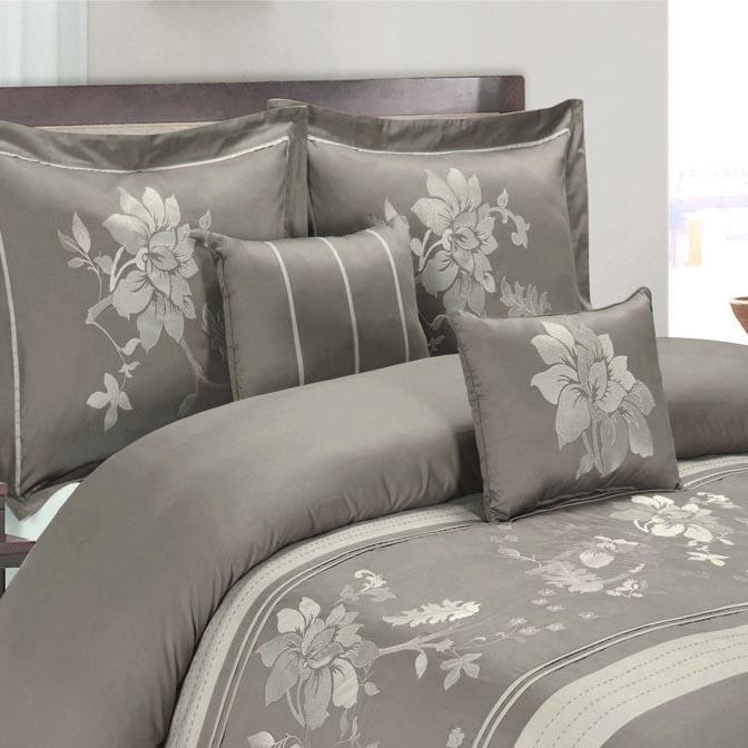 5 Piece Myra 100% Cotton Gray Duvet Cover Set