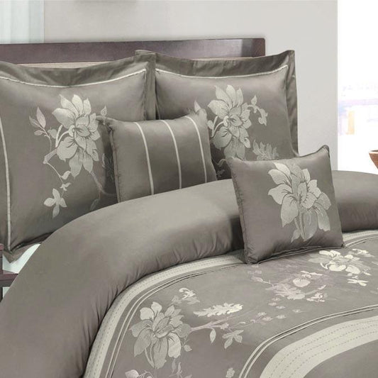 5 Piece Myra 100% Cotton Gray Duvet Cover Set