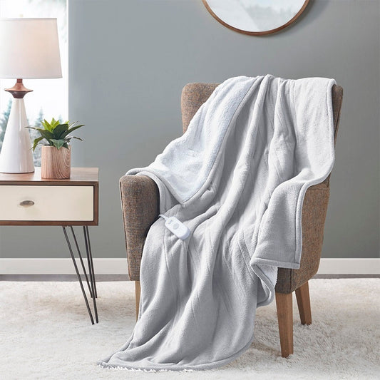 Olliix Fleece to Sherpa Heated Throw - 50x60"