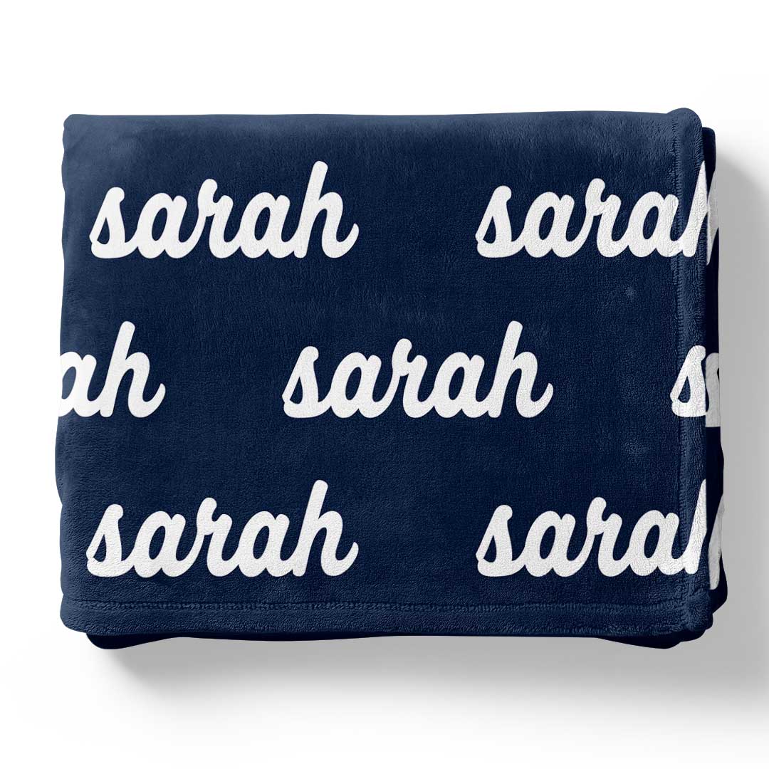 Personalized Color Blanket | Navy & White
