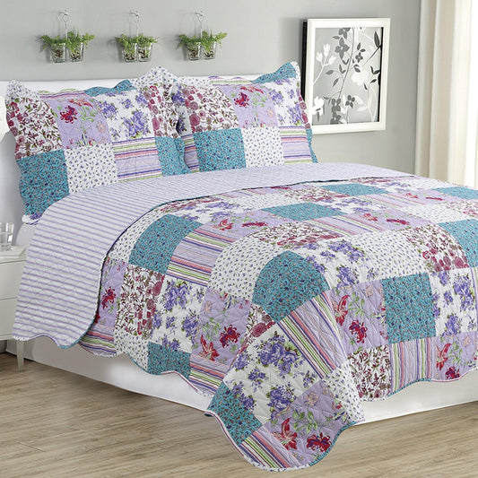 Kim - 3 Piece Quilt Set - Purple