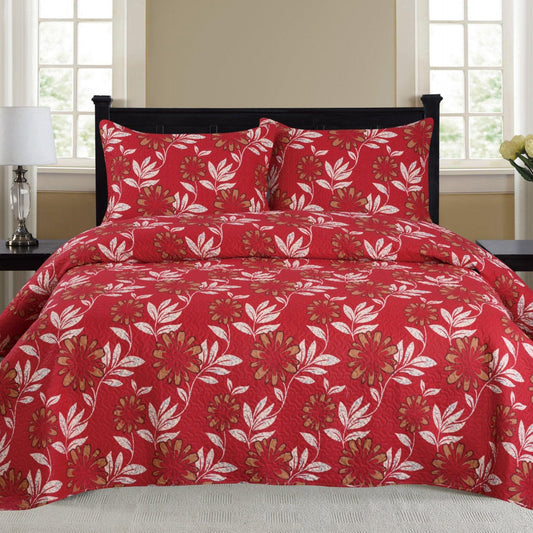 Nikki - 3 Piece Quilt Set - Red