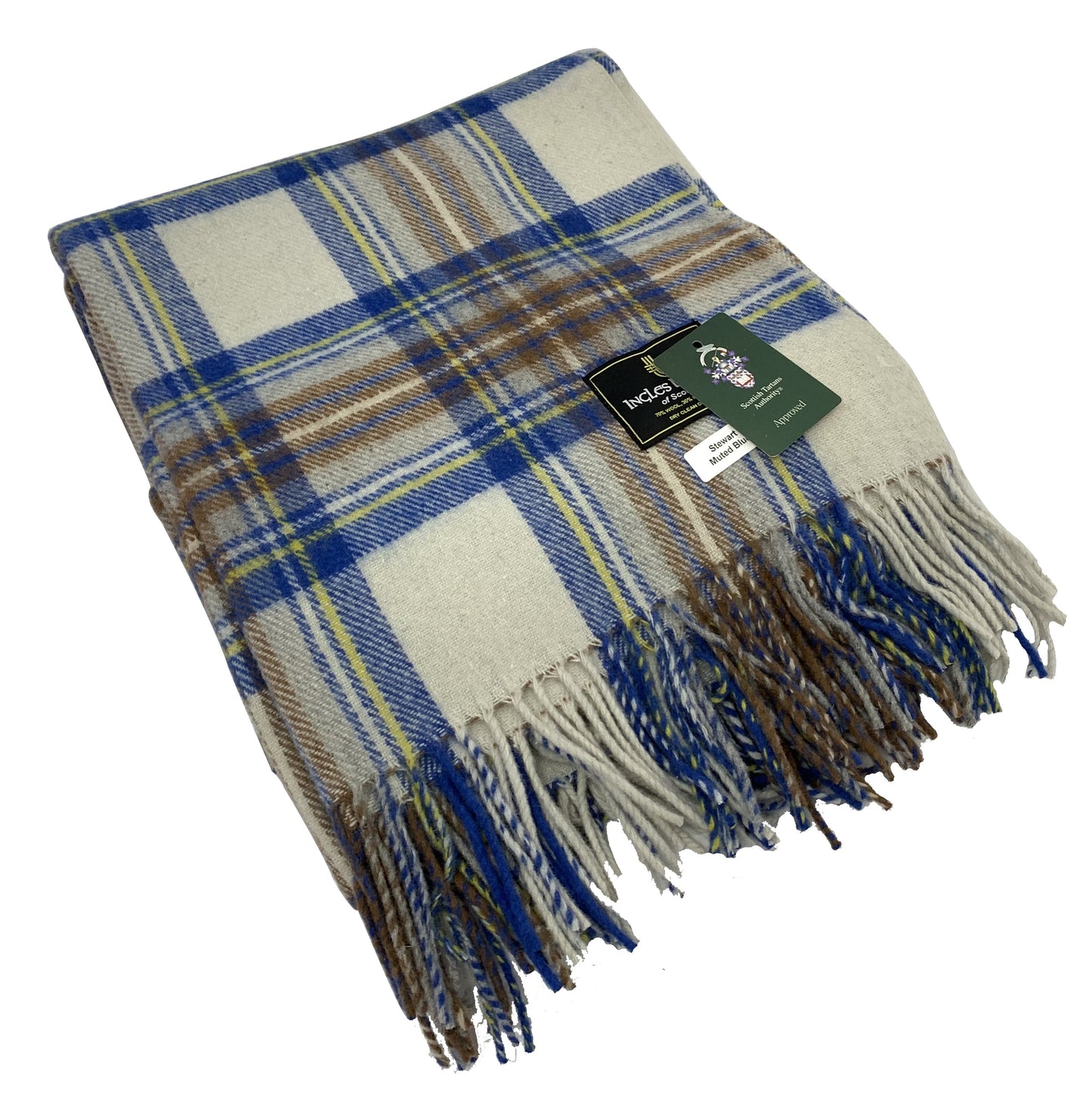 "Stewart Muted Blue" Wool Blend Blanket