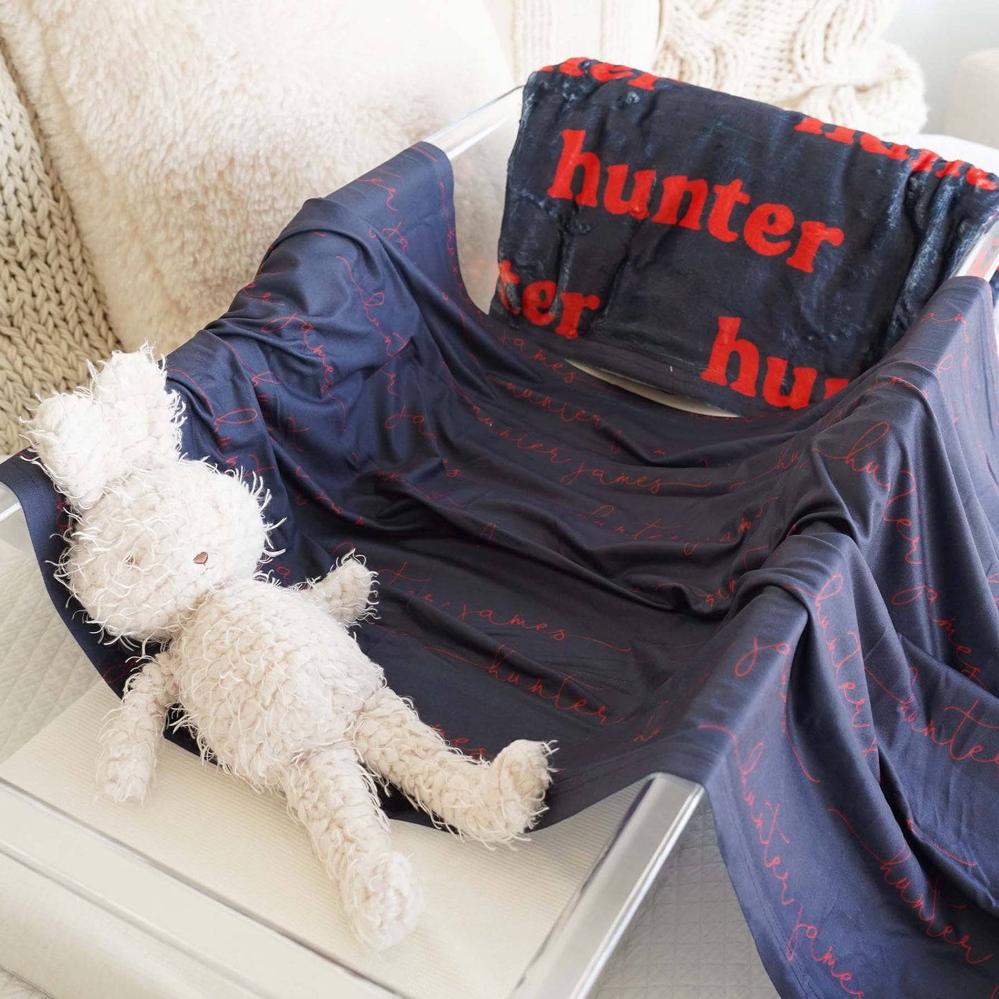 Personalized Color Blanket | Navy & Orange